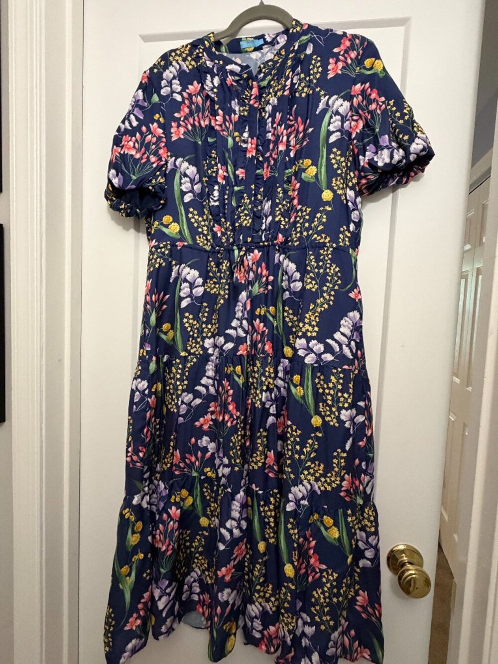 J.McLaughlin Harper Silk Blend Floral Dress Navy- Size Large